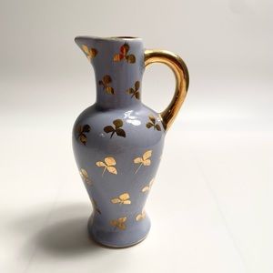 •Vintage• Periwinkle & Gold Small Pitcher